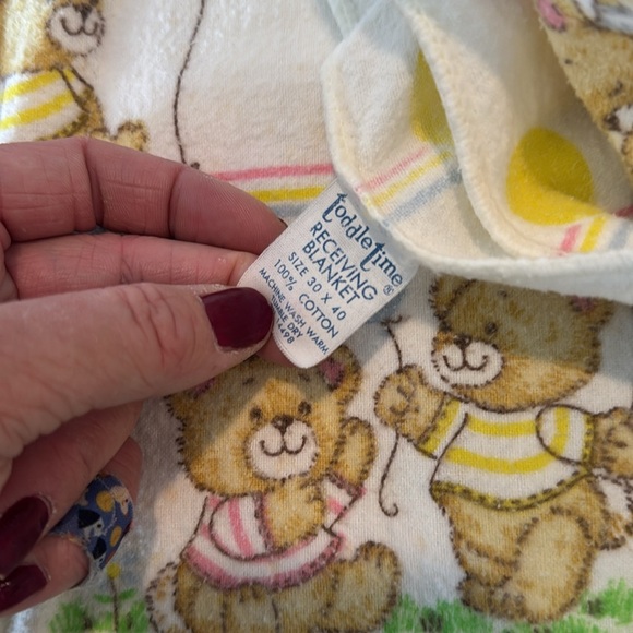 Set of 2 Vintage Toddler Time 100% cotton baby receiving blanket vintage 30 x 40 - Picture 3 of 8